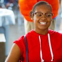 Individual photo of girl smiling at Comerica Park event